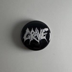 Grave Death Metal Logo 1" Button G013B Badge Pin