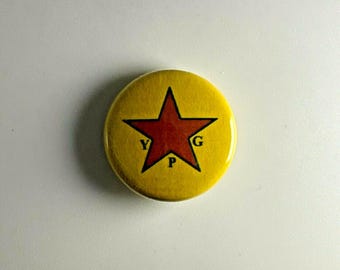 Insignia YPG Estrella 1" Y005B Pin Unidad de Protección Popular de Rojava Kurdistán YPJ
