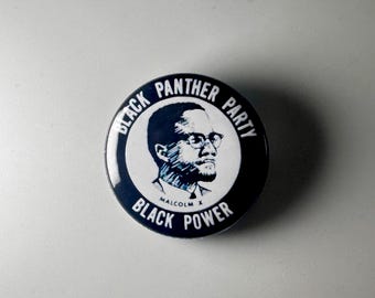 Black Panther Party Malcolm X 1.25" Button B018B125 Badge Pin