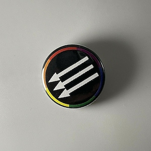 Iron Front Rainbow LGBTQ Anti-Fascist 1.25" Button I001B125 Pin Badge
