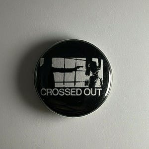 Crossed Out Power Violence 1" Button C008B Badge Pin
