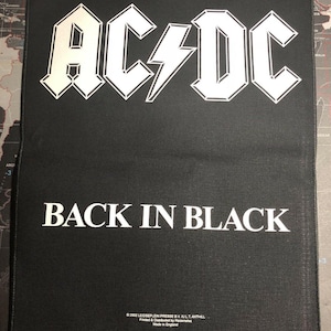 AC/DC Back In Black Printed Back Patch A013P