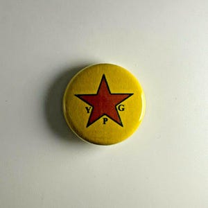 YPG Star 1&quot; Button Y005B Badge Pin Rojava People&#39;s Protection Unit Kurdistan YPJ