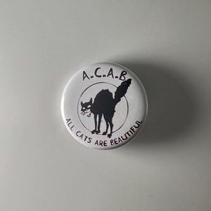 ACAB Sabo Cat All Cats Are Beautiful IWW 1312 1.25" Button S011B125 Badge Pin