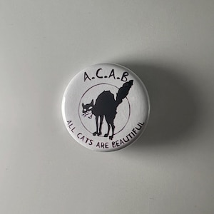 ACAB Sabo Cat All Cats Are Beautiful IWW 1312 1.25" Button S011B125 Badge Pin