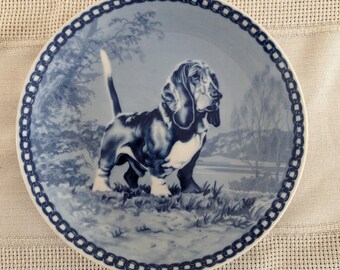 Basset Hound Dog Plate Wall Plate Gallery Wall Pet Portrait Original Made in Denmark Art