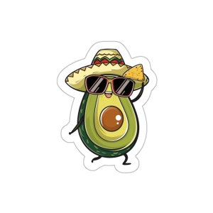 Sticker Dancing Avocado, Party Time, Die Cut Vinyl Sticker, Premium Waterproof Sticker, Laptop, Water Bottle, Wall, Notebook,