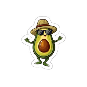 Sticker Dancing Avocado, Party Time, Die Cut Vinyl Sticker, Premium Waterproof Sticker, Laptop, Water Bottle, Wall, Notebook,