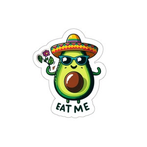 Sticker Dancing Avocado, Party Time, Die Cut Vinyl Sticker, Premium Waterproof Sticker, Laptop, Water Bottle, Wall, Notebook,