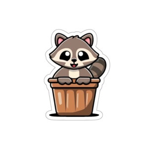 Kawaii Raccoon Sticker: Waterproof Vinyl Die Cut