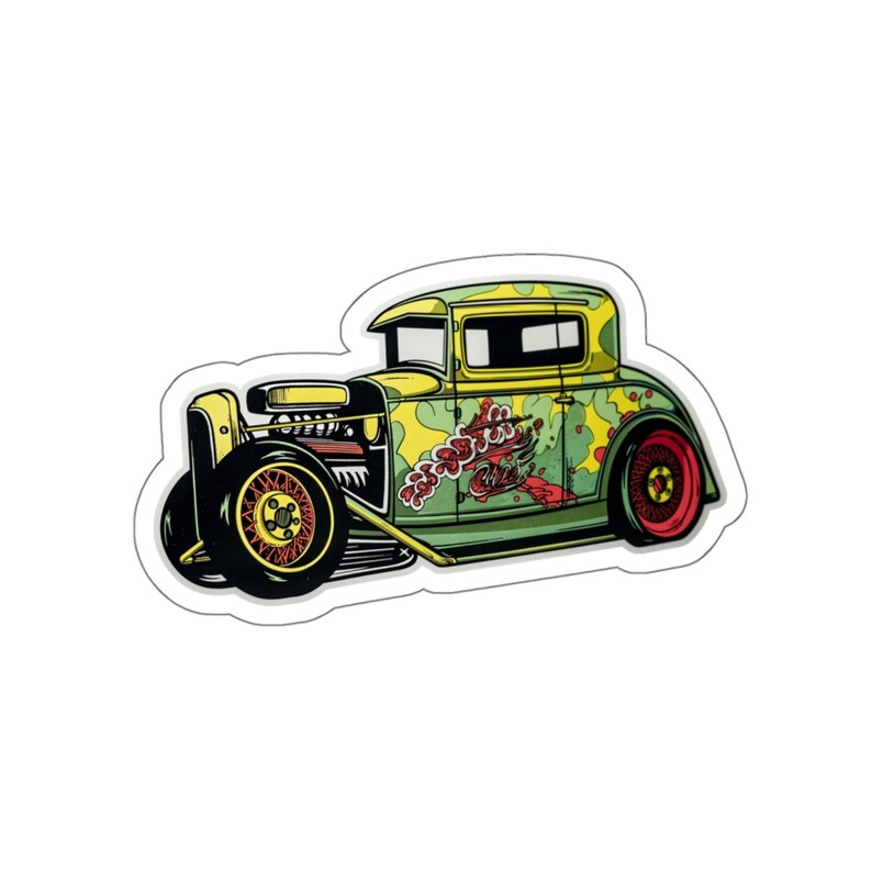 Hot Rod Car Sticker Sticker Hot Rod, Racing, Die Cut Vinyl Sticker, Premium Waterproof ...