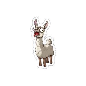 Sticker Crazy Lama, Cute, Kawaii, Die Cut Vinyl Sticker, Premium Waterproof Sticker, Laptop, Water Bottle, Wall, Notebook,