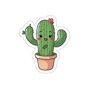 Kawaii Cactus Sticker: Waterproof Vinyl Die Cut