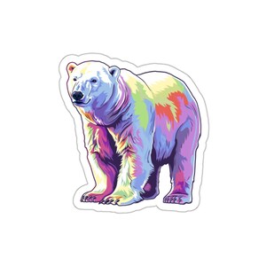 Sticker Polar Bear, Colorful, Die Cut Vinyl Sticker, Premium Waterproof Sticker, Laptop, Water Bottle, Wall, Notebook,