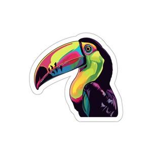 Sticker Toucan, Colorful, Die Cut Vinyl Sticker, Premium Waterproof Sticker, Laptop, Water Bottle, Wall, Notebook,