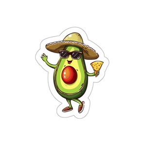 Sticker Dancing Avocado, Party Time, Die Cut Vinyl Sticker, Premium Waterproof Sticker, Laptop, Water Bottle, Wall, Notebook,
