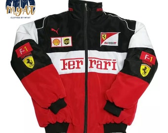 Formula 1 Ferrari Vintage Style Racing Jacket - Unisex Streetwear Embroidered Ferrari Jacket | F1 Ferrari Jacket, Ferrari Vintage Apparel