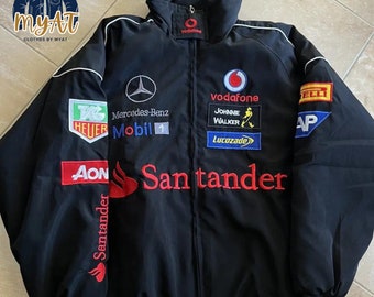 Formula 1 Santander Vintage Style Racing Jacket - Unisex Streetwear Embroidered Santander Jacket | F1  Jacket, Santander Vintage Apparel