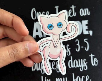 Mew Sticker Waterproof 3 inches for Water Bottle Laptop
