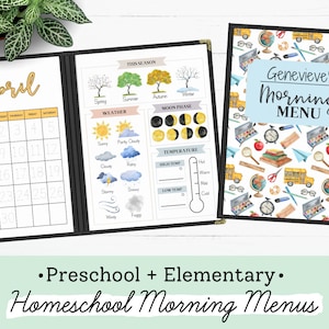 Morgenmenü für die Schule, druckbare Kalenderzeitaktivitäten, tägliches Lernwetter, Morgenzeit, Grundschulmenü, Morgenmenü