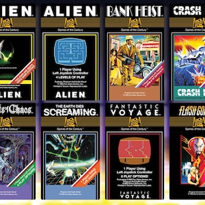 Puede incluir: Una colección de cartuchos de videojuegos antiguos de la serie "Games of the Century". Los títulos incluyen "Alien", "Bank Heist", "Crash Dive", "Crypts of Chaos", "The Earth Dies Screaming", "Fantastic Voyage" y "Flash Gordon". Cada caja presenta ilustraciones únicas.