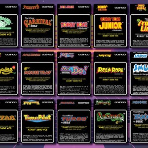 Etykiety na wymienne wkłady do gier Atari 2600 (Coleco)