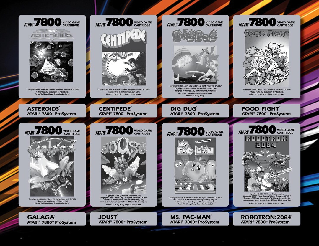 Atari 7800 Replacement Game Cartridge Labels - Etsy