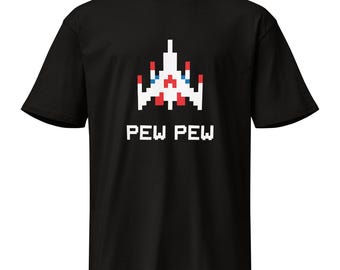 Retro Arcade Fighter Ship Tee | 80s Gaming, Pew Pew Design