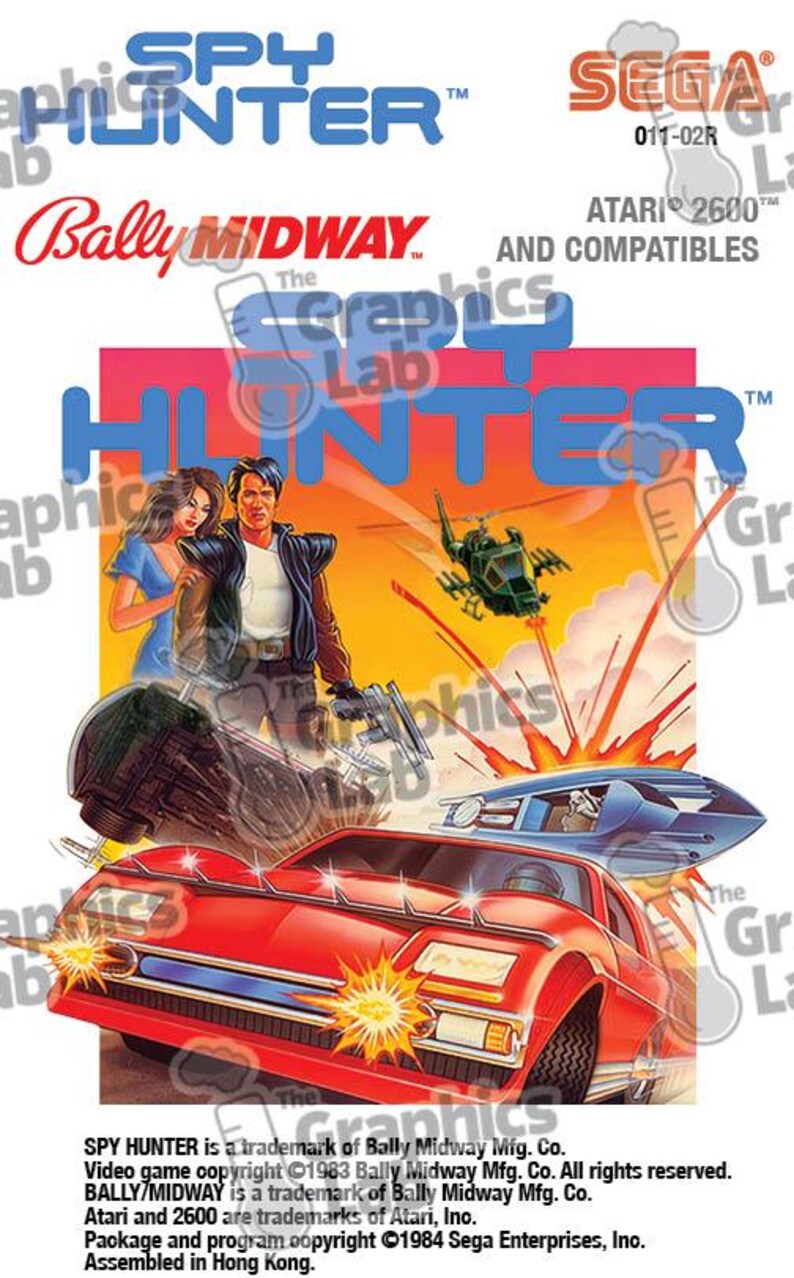 Etichette di ricambio per cartucce di gioco per Atari 2600 - SEGA Spy Hunter (Stand.)