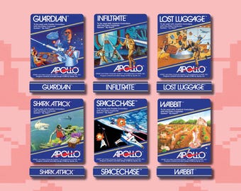 Etiquetas de repuesto para cartuchos de juegos Apollo para Atari 2600