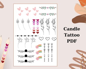 Candle Tattoo Designs PDF Collection Flower PDF template candle tattoo candle sticker candle design