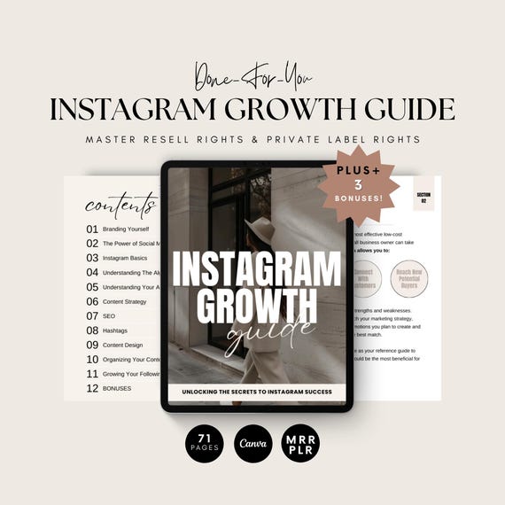 Instagram Growth Guide: Canva eBook with Master Resell Rights (Digital Download)