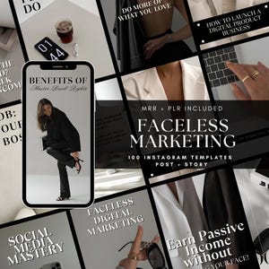 100 Faceless Instagram Templates Instagram Posts Social Media Templates Canva Templates Social Media Marketing Business Instagram MRR PLR