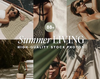 Summer Aesthetic Stock Photos, Travel Images, Faceless Photo Bundle, Beach Photos High-Res Images with PLR & MRR for Reels and Branding