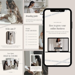 Instagram Templates, Social Media Template With Master Resell Rights, MRR/PLR, Instagram Post Canva Template Bundle, Neutral Stock Photos