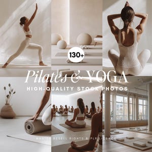130+ Pilates Yoga Stock Photos | Neutral Wellness Content (MRR PLR)