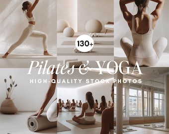 Pilates & Yoga Stock Fotos | Wellness Coach Inhalt Bilder | Neutrale Ästhetik | PLR MRR