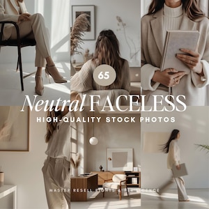 Neutral Aesthetic Faceless Stock Photos Beige Aesthetic Girl Boss Digital Marketing Minimalist Lifestyle Instagram Template (MRR PLR)