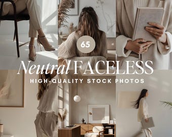 Neutral Aesthetic Faceless Stock Photos Beige Aesthetic Girl Boss Digital Marketing Minimalist Lifestyle Instagram Template (MRR PLR)