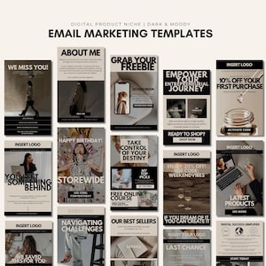 25 Modelos de Newsletter por E-mail Pacote de Modelos de E-mail Marketing por E-mail Modelo Canva Klaviyo MailChimp FloDesk ConvertKit Design de E-mail