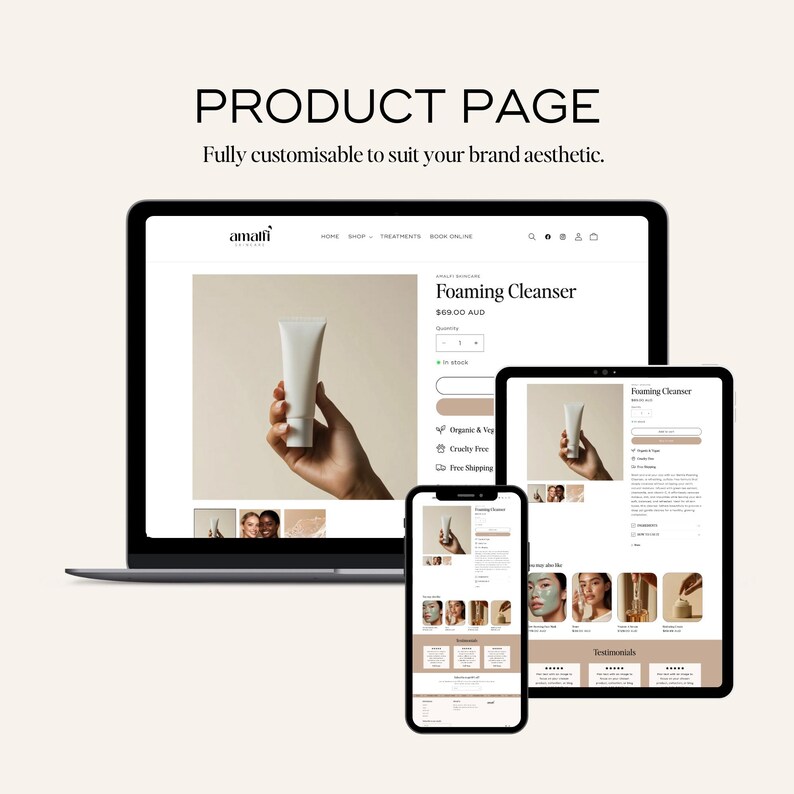 Shopify webbdesign, anpassad Shopify-butik för skönhet, hår, coaching, hudvård bild 12