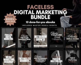 Faceless Marketing Ebooks — 10 PLR MRR Bundle, Done for You Faceless Instagram Guide,Passives Einkommen, Digitales Marketing, Sofort Download