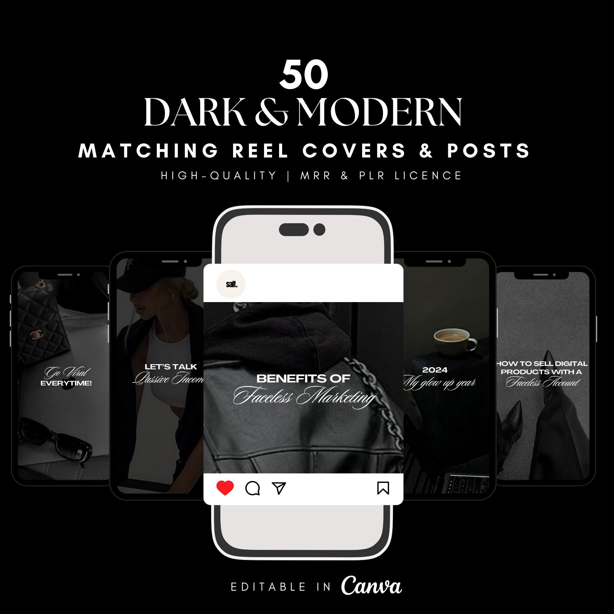 Luxury Instagram Templates Dark Social Media Engagement Templates ...