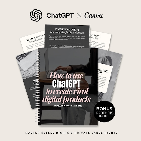 ChatGPT Guide for Digital Products – AI Passive Income, MRR PLR (Canva Template)
