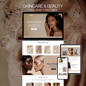 Schone huidverzorging Shopify-thema | Minimale websitesjabloon | Luxe schoonheidswinkel Shopify Design | 60+ bewerkbare canvassjablonen en 300+ foto's