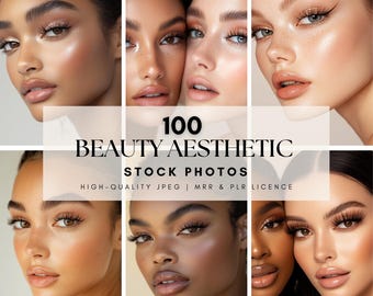 100 Beauty Stock Photos: AI Model Images, MRR PLR License