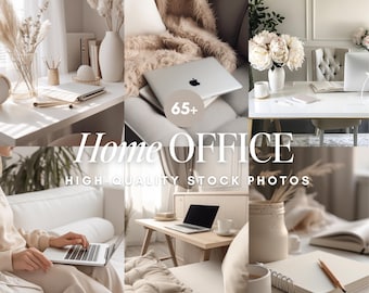 Ansiktslösa stockbilder för kvinnliga entreprenörer | Beige hemmakontorsestetik | Instagram-innehåll | MRR PLR