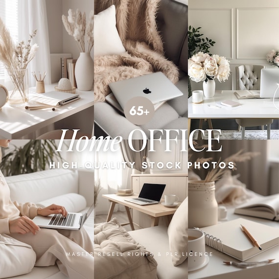 Faceless Stock Photos for Female Entrepreneurs | Beige Home Office Aesthetic | Instagram Content | MRR PLR
