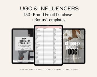 Lista de correo electrónico de marcas UGC: más de 150 contactos de relaciones públicas y plantillas de presentación (descarga digital)