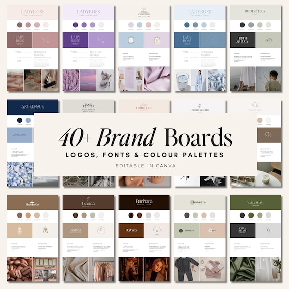 Canva Brand Board Template Bundle, Logo & Mood Board Designs (MRR)